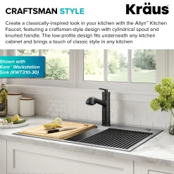 Discount Allyn Industrial Pull-Out Single Handle Kitchen Faucet in Matte Black Single Hole