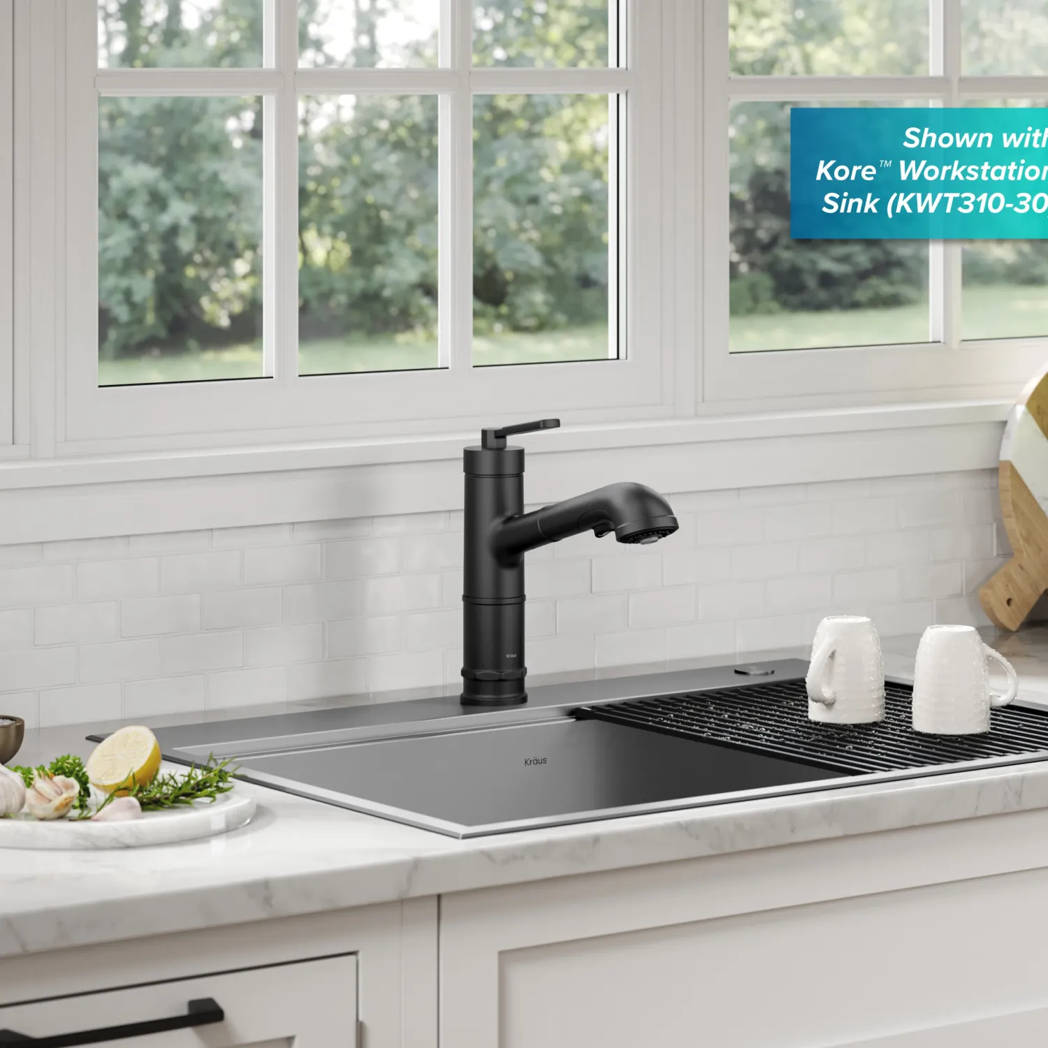 Discount Allyn Industrial Pull-Out Single Handle Kitchen Faucet in Matte Black Single Hole