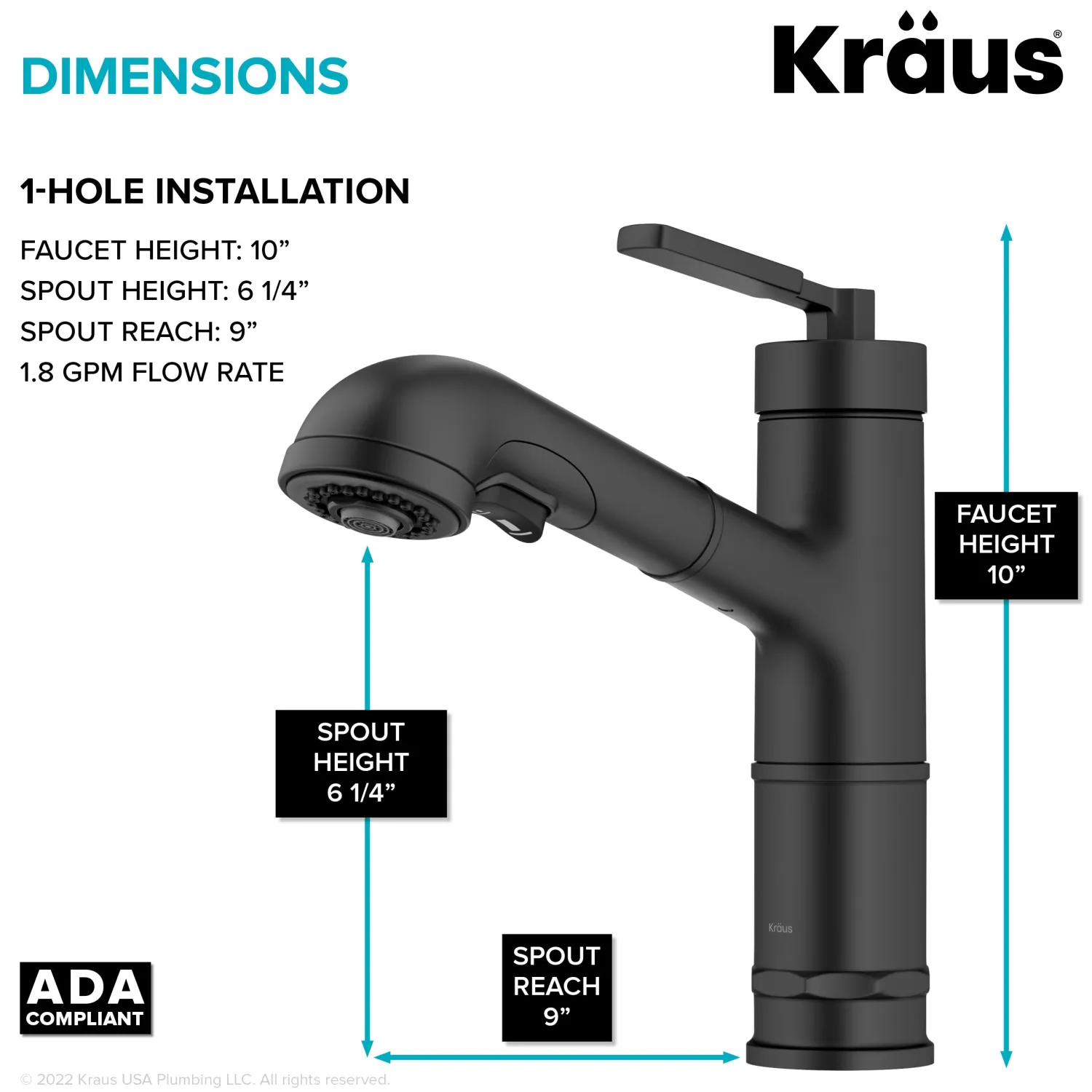 Discount Allyn Industrial Pull-Out Single Handle Kitchen Faucet in Matte Black Single Hole