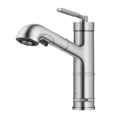 Hot Allyn Industrial Pull-Out Single Handle Kitchen Faucet in Spot-Free Stainless Steel Single Hole