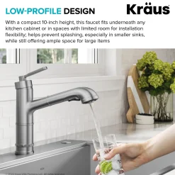 Hot Allyn Industrial Pull-Out Single Handle Kitchen Faucet in Spot-Free Stainless Steel Single Hole