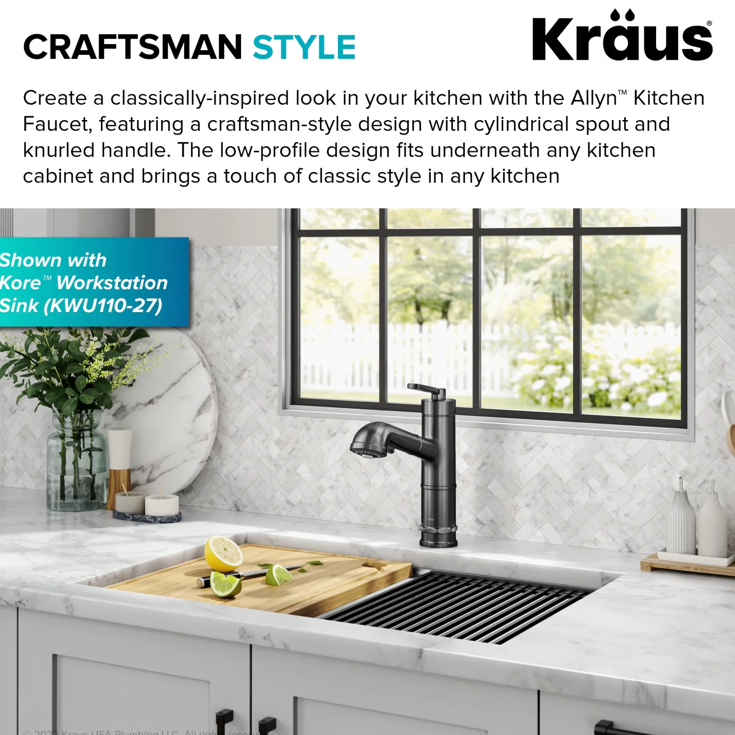 Online Allyn Industrial Pull-Out Single Handle Kitchen Faucet in Black Stainless Single Hole