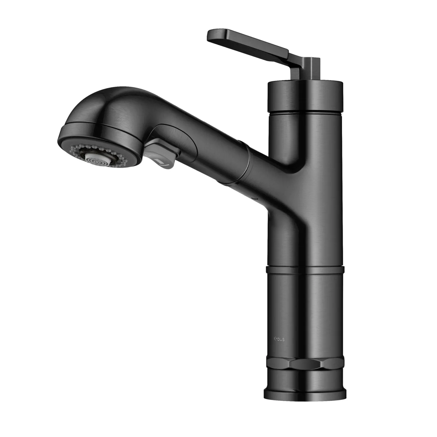 Online Allyn Industrial Pull-Out Single Handle Kitchen Faucet in Black Stainless Single Hole