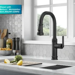 Allyn Matte Black Nut & Bolt Diamond Cut Kitchen Faucet Single Hole