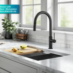 Allyn Matte Black Single Handle Kitchen Faucet with Diamond Cut Single Hole