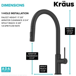 Allyn Matte Black Single Handle Kitchen Faucet with Diamond Cut Single Hole