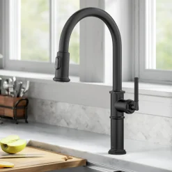 New Allyn Nut & Bolt Diamond Cut Matte Black Kitchen Faucet Single Hole