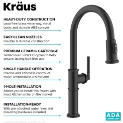 New Allyn Nut & Bolt Diamond Cut Matte Black Kitchen Faucet Single Hole