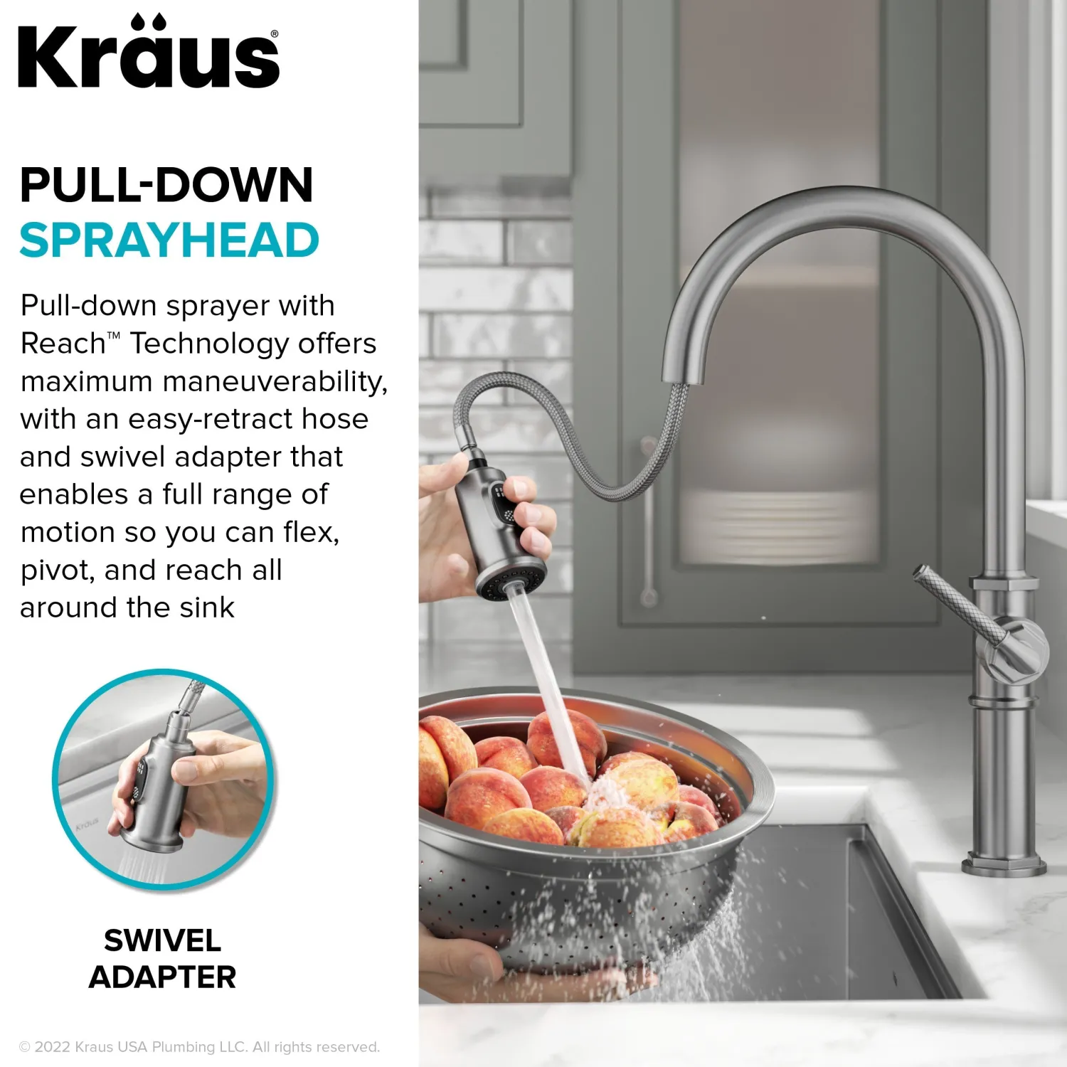 Allyn Nut & Bolt Diamond Cut Spot Free Stainless Kitchen Faucet Single Hole