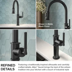 Allyn Nut & Bolt Diamond Cut Spot Free Stainless Kitchen Faucet Single Hole