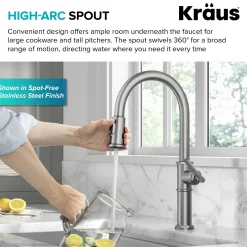 Allyn Nut & Bolt Diamond Cut Spot Free Stainless Kitchen Faucet Single Hole