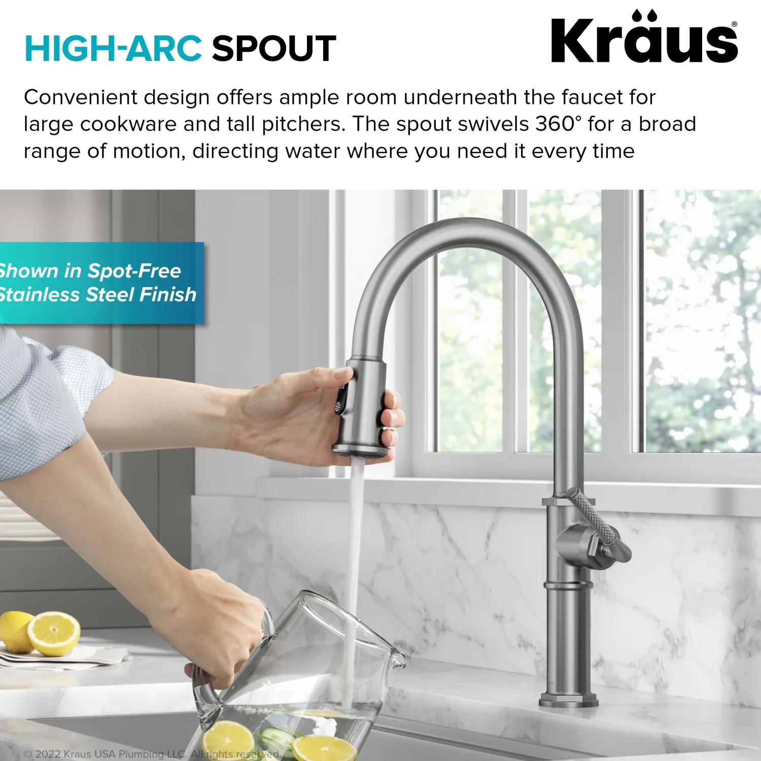 Allyn Nut & Bolt Diamond Cut Spot Free Stainless Kitchen Faucet Single Hole