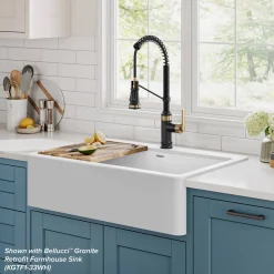 Outlet Allyn Single Handle Pull Down Kitchen Faucet in Spot-Free Brushed Brass + Matte Black Single Hole