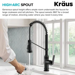 Outlet Allyn Single Handle Pull Down Kitchen Faucet in Matte Black Single Hole