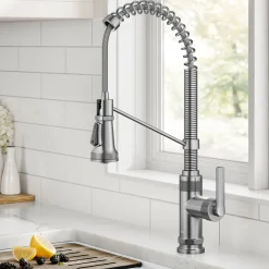 Discount Allyn Single Handle Pull Down Kitchen Faucet in Spot-Free Stainless Steel Single Hole