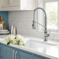 Discount Allyn Single Handle Pull Down Kitchen Faucet in Spot-Free Stainless Steel Single Hole