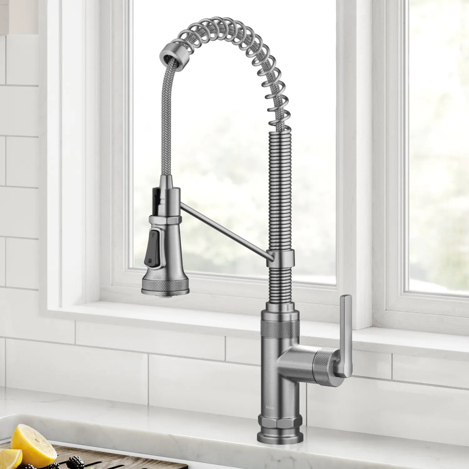 Discount Allyn Single Handle Pull Down Kitchen Faucet in Spot-Free Stainless Steel Single Hole