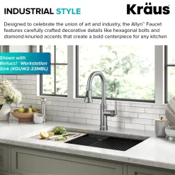 New Allyn Stainless Nut & Bolt Diamond Cut Kitchen Faucet Single Hole