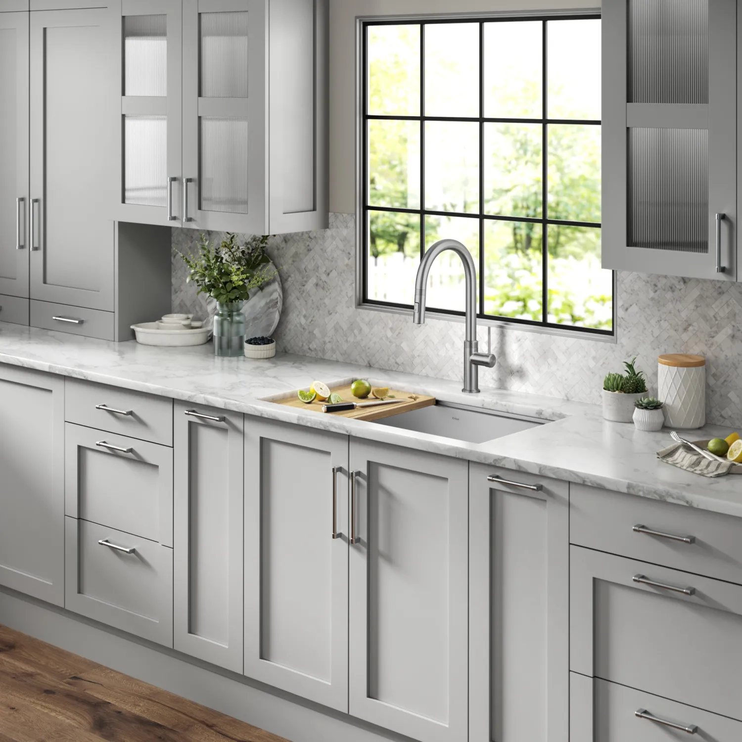 Hot Allyn Stainless Single Handle Kitchen Faucet with Diamond Cut Single Hole