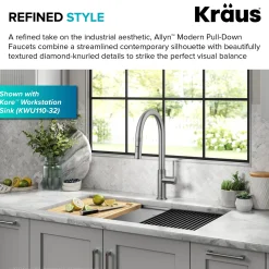 Hot Allyn Stainless Single Handle Kitchen Faucet with Diamond Cut Single Hole