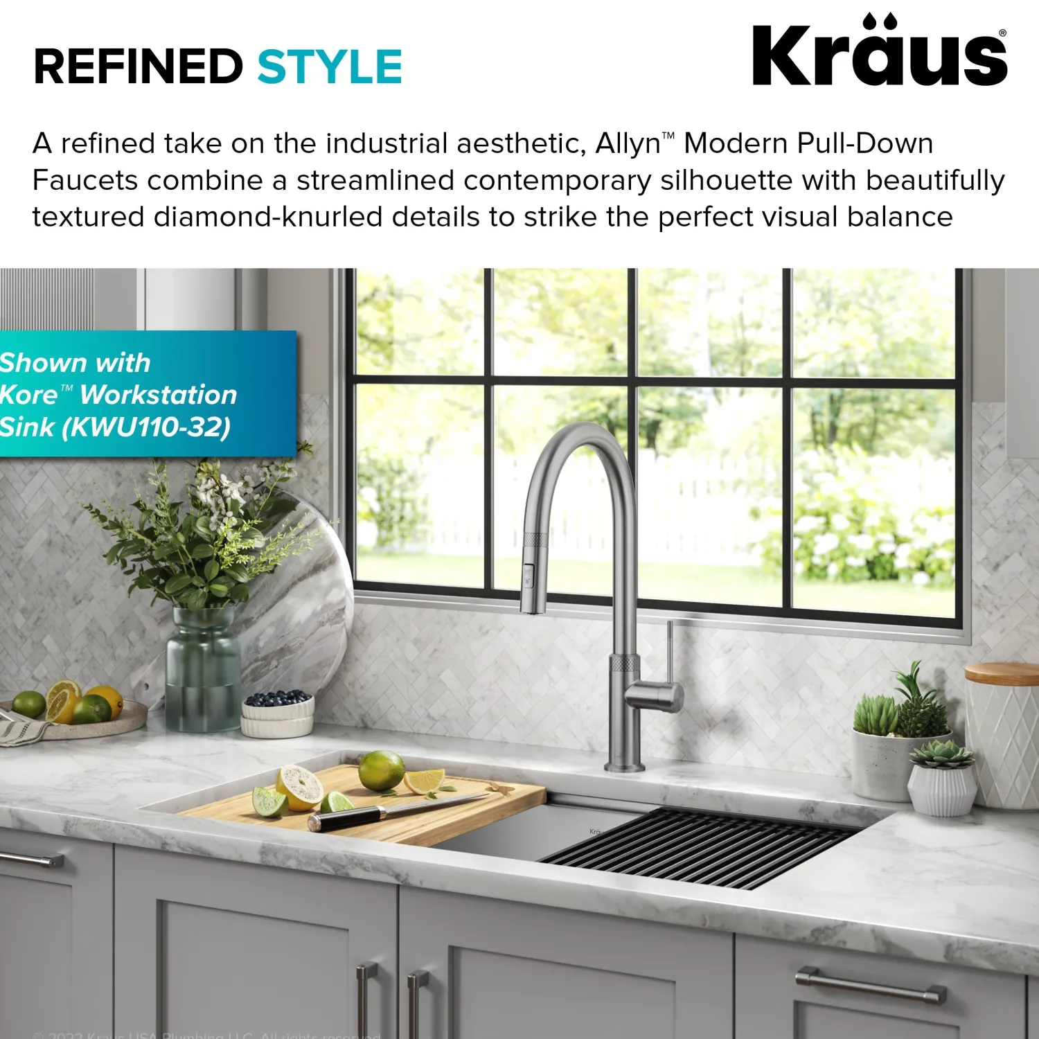 Hot Allyn Stainless Single Handle Kitchen Faucet with Diamond Cut Single Hole