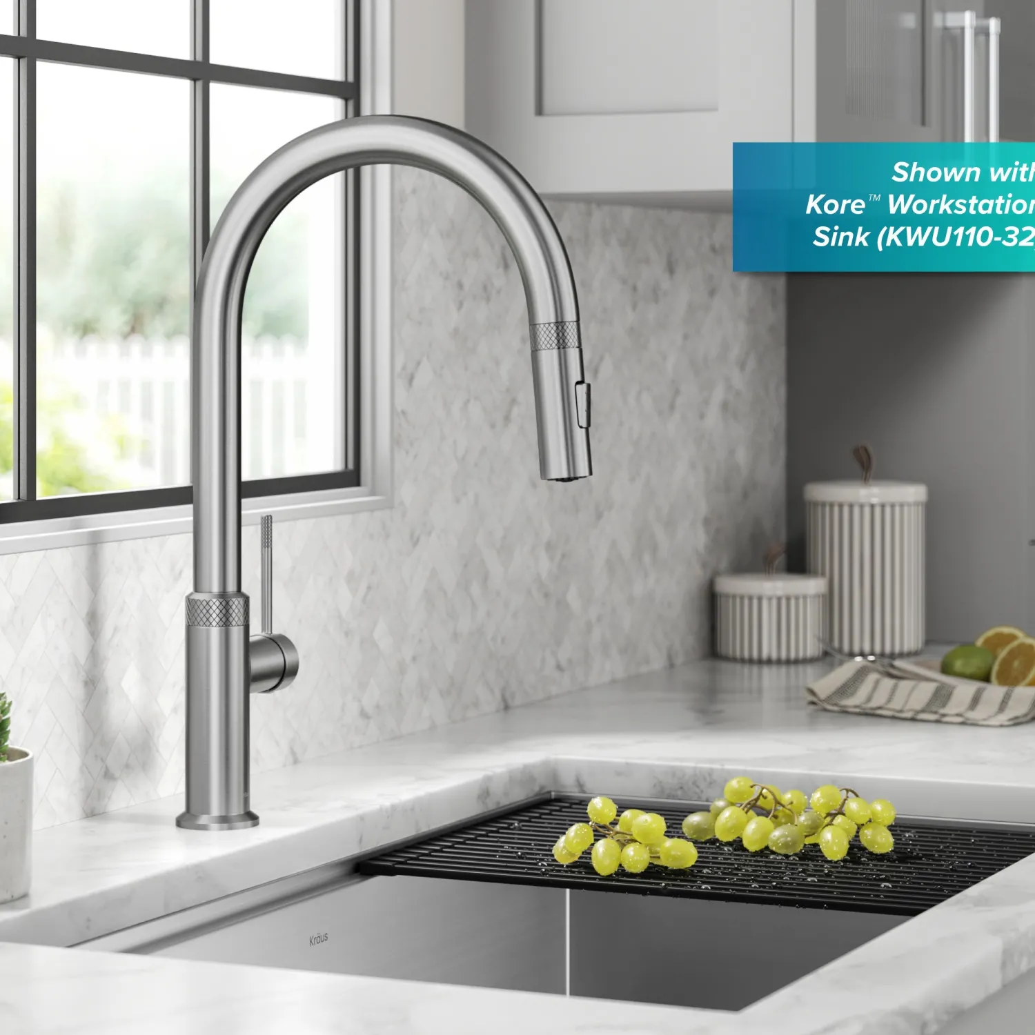Hot Allyn Stainless Single Handle Kitchen Faucet with Diamond Cut Single Hole