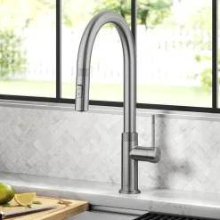 Hot Allyn Stainless Single Handle Kitchen Faucet with Diamond Cut Single Hole