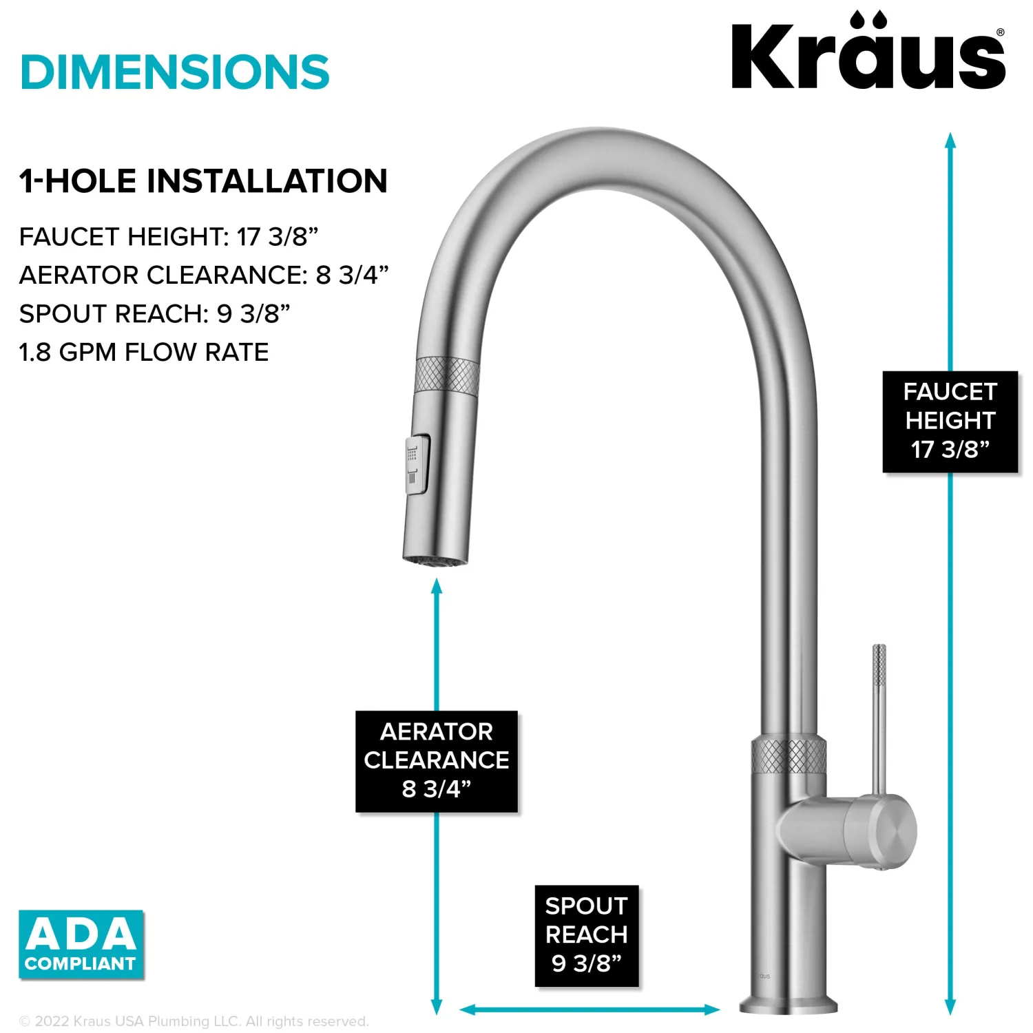 Hot Allyn Stainless Single Handle Kitchen Faucet with Diamond Cut Single Hole