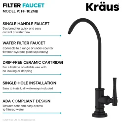 Sale Allyn Transitional Bridge Kitchen Faucet & Water Filter Faucet in Matte Black Water Filter Faucets|Bridge Faucets