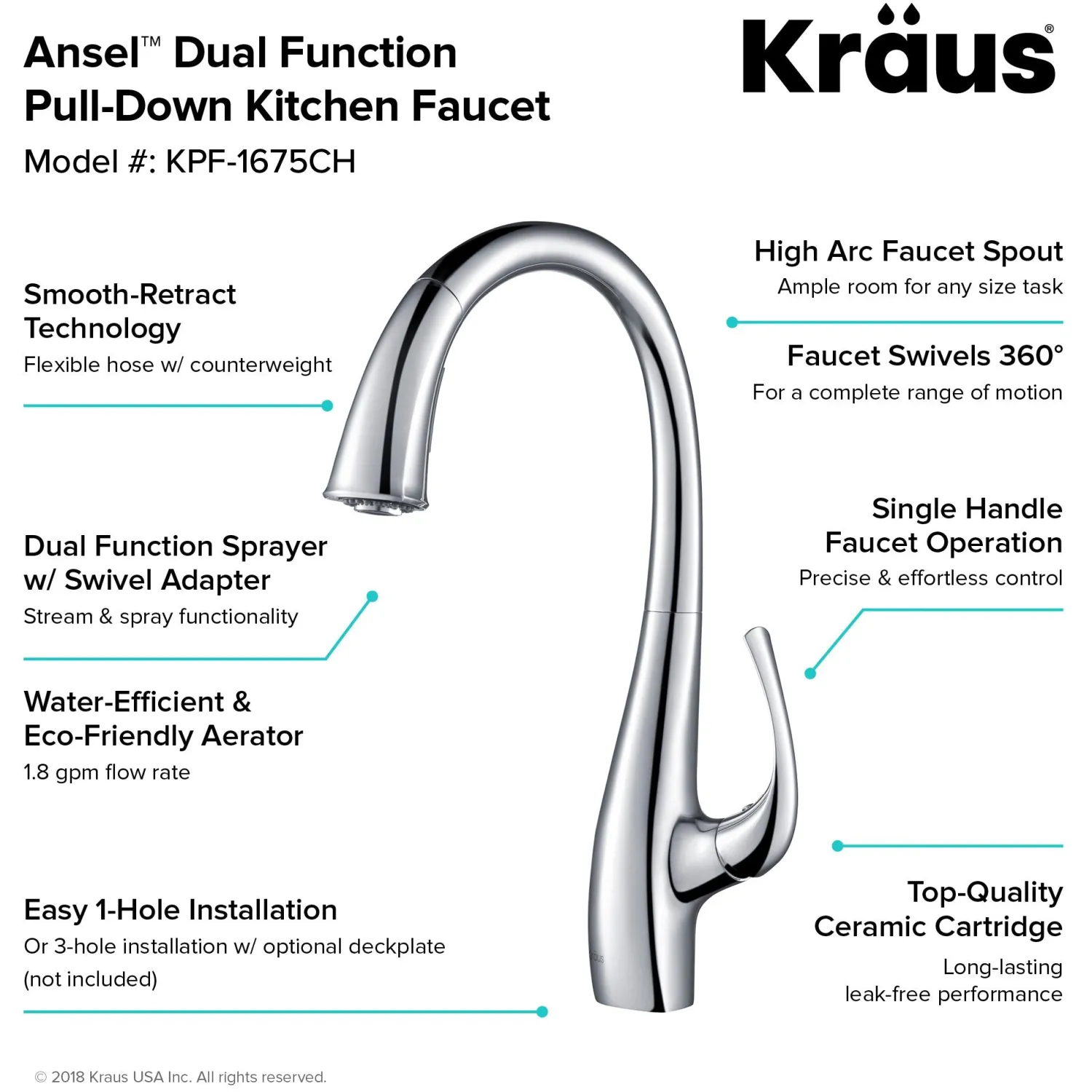 Best Ansel Dual Function Pull-Down Kitchen Faucet in Chrome - Discontinued Single Hole