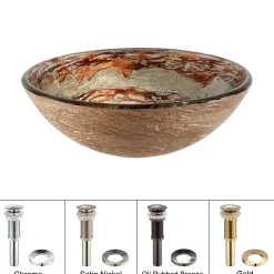 Sale Ares Glass Vessel Bathroom Sink with PU-MR Above Counter / Vessel Sinks