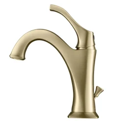 Arlo Brushed Gold Basin Bathroom Faucet with Lift Rod Drain and Deck Plate Single Hole