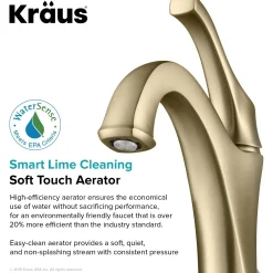 Arlo Brushed Gold Basin Bathroom Faucet with Lift Rod Drain and Deck Plate Single Hole