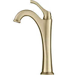 Arlo Brushed Gold Tall Vessel Bathroom Faucet with Pop-Up Drain Vessel Faucets