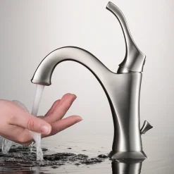 Sale Arlo Single Handle Basin Bathroom Faucet in Spot-Free all-Brite Brushed Nickel Single Hole