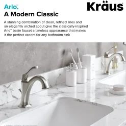 Sale Arlo Single Handle Basin Bathroom Faucet in Spot-Free all-Brite Brushed Nickel Single Hole