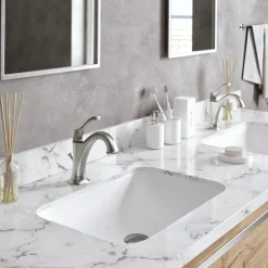 Sale Arlo Single Handle Basin Bathroom Faucet in Spot-Free all-Brite Brushed Nickel Single Hole