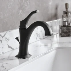 Clearance Arlo Single Handle Bathroom Faucet with Lift Rod Drain and Deck Plate in Matte Black Single Hole