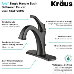Clearance Arlo Single Handle Bathroom Faucet with Lift Rod Drain and Deck Plate in Matte Black Single Hole