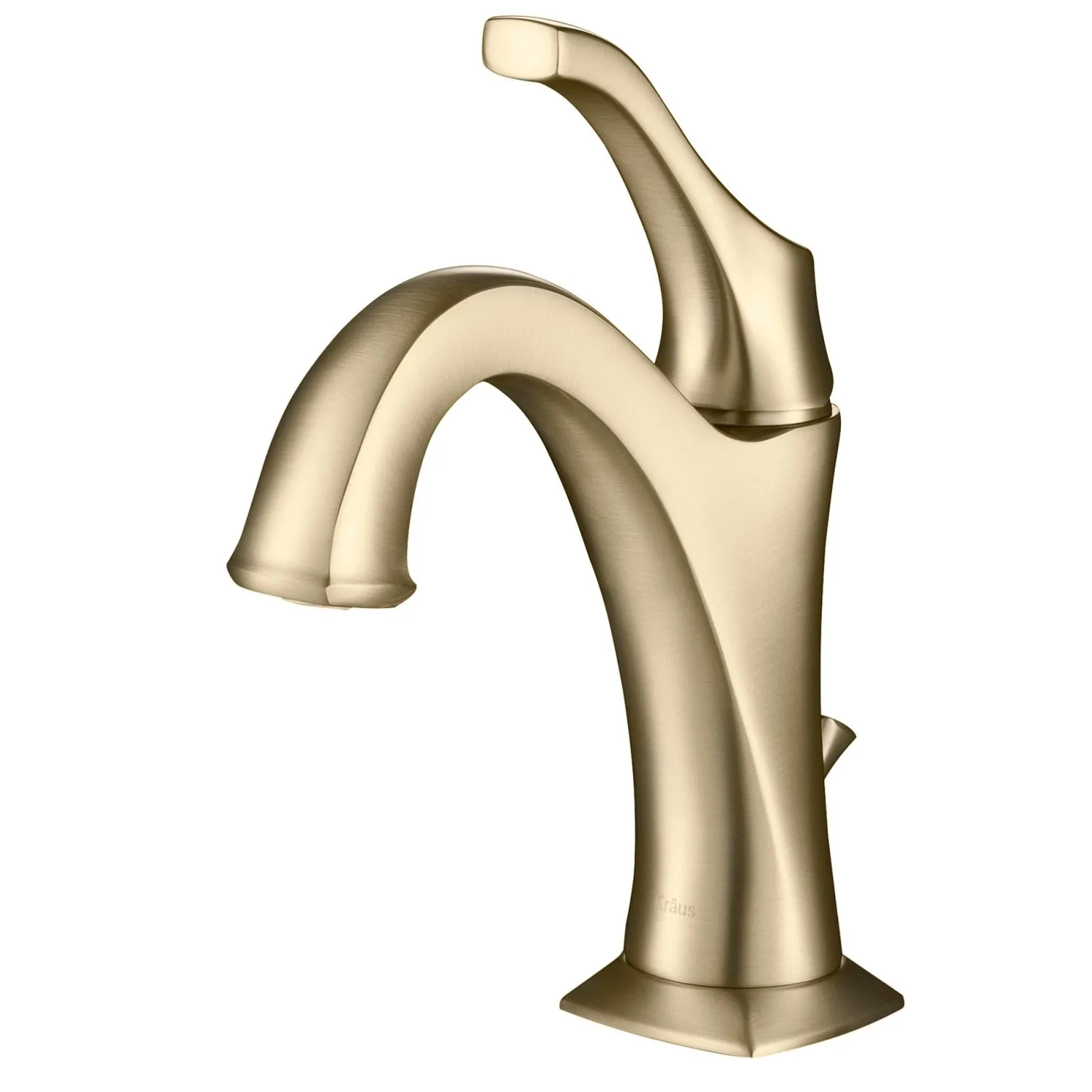 Hot Arlo Single Handle Bathroom Faucet with Lift Rod Drain and Deck Plate in Brushed Gold Single Hole