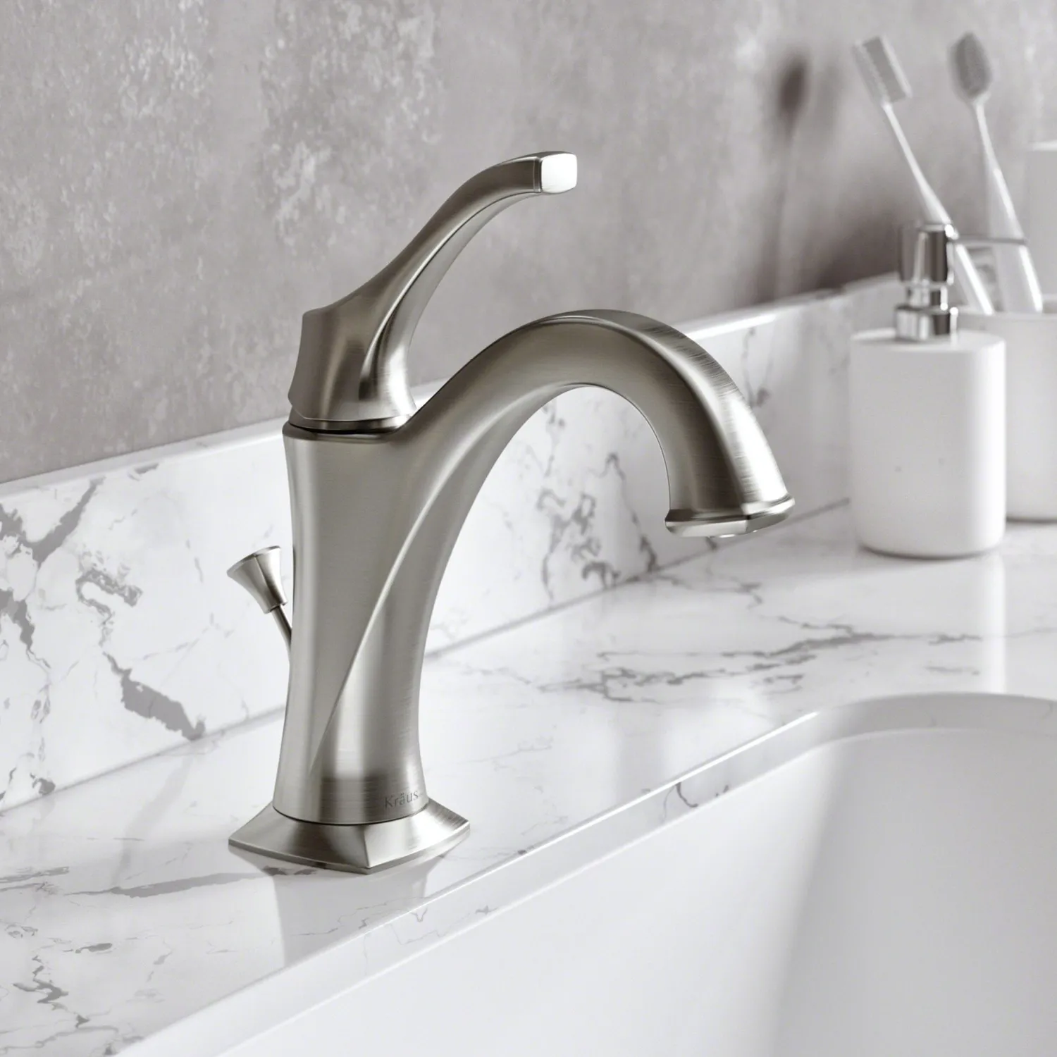 Hot Arlo Single Handle Bathroom Faucet with Lift Rod Drain and Deck Plate in Spot Free Stainless Steel Single Hole