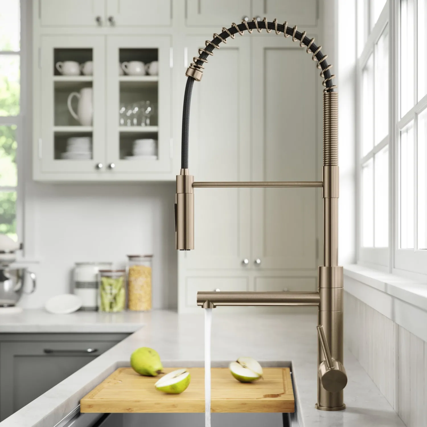 Artec Pro Commercial Style Single Handle Kitchen Faucet with Pot Filler in Spot Free Antique Champagne Bronze Single Hole