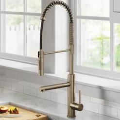 Artec Pro Commercial Style Single Handle Kitchen Faucet with Pot Filler in Spot Free Antique Champagne Bronze Single Hole