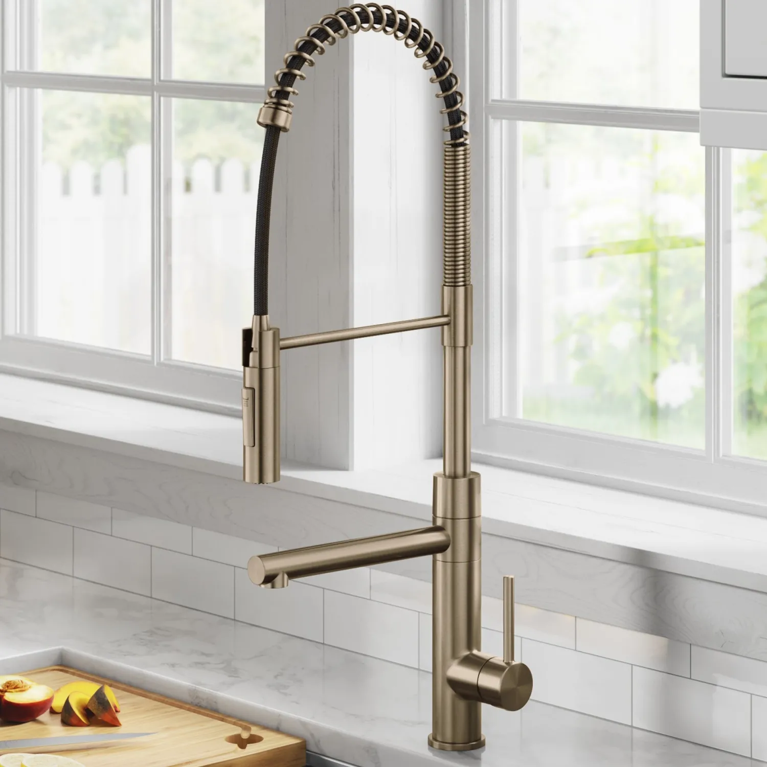 Artec Pro Commercial Style Single Handle Kitchen Faucet with Pot Filler in Spot Free Antique Champagne Bronze Single Hole