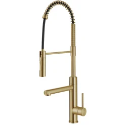  Artec Pro Commercial Style Single Handle Kitchen Faucet with Pot Filler in Brushed Brass Single Hole