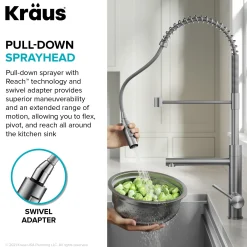 Artec Pro Commercial Style Single Handle Kitchen Faucet with Pot Filler in Brushed Brass Single Hole