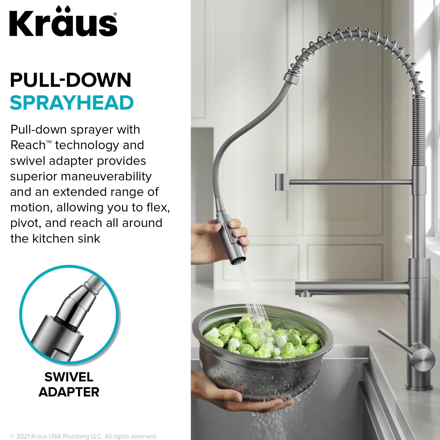 Artec Pro Commercial Style Single Handle Kitchen Faucet with Pot Filler in Brushed Brass Single Hole