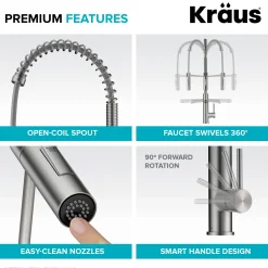 Artec Pro Commercial Style Single Handle Kitchen Faucet with Pot Filler in Brushed Brass Single Hole