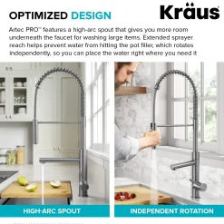 Artec Pro Commercial Style Single Handle Kitchen Faucet with Pot Filler in Brushed Brass Single Hole