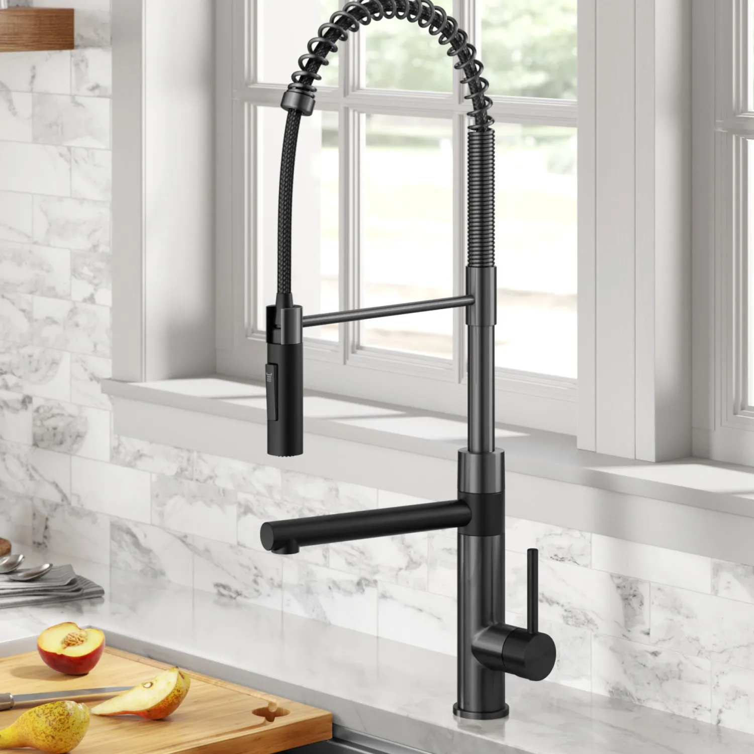 Artec Pro Commercial Style Single Handle Kitchen Faucet with Pot Filler in Matte Black / Spot Free Black Stainless Steel Single Hole